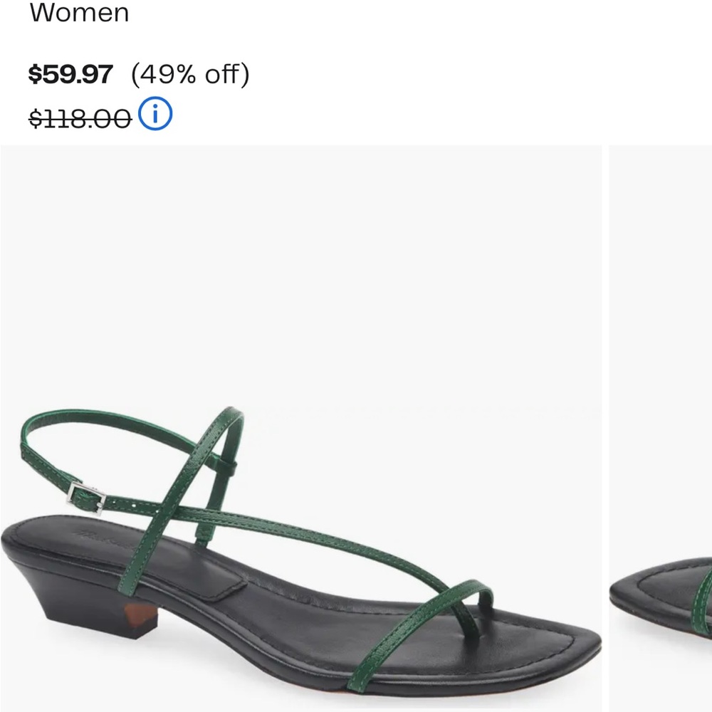 Madewell Dark Green Strappy Sandals